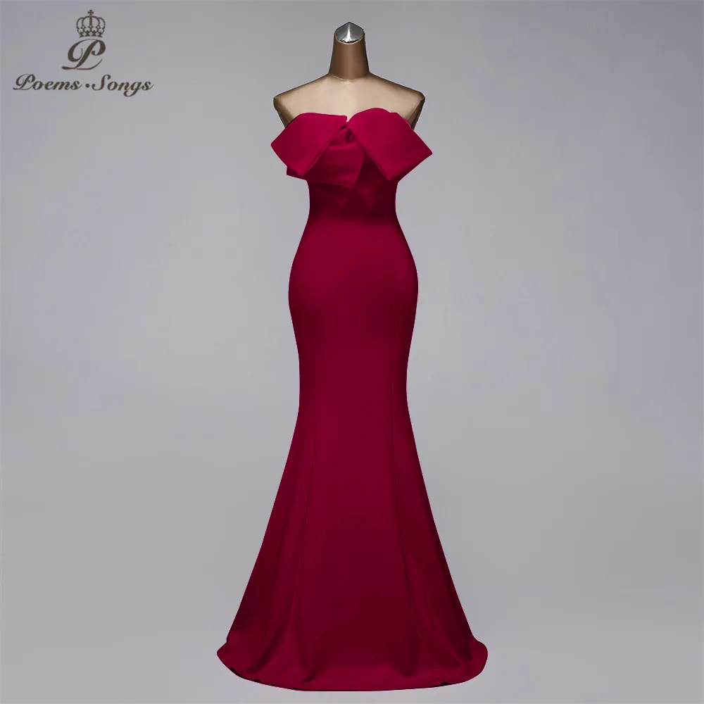 

Formal evening dresses women elegant vestidos de fiesta de noche mermaid long dress robe de soiree bow style evening gown