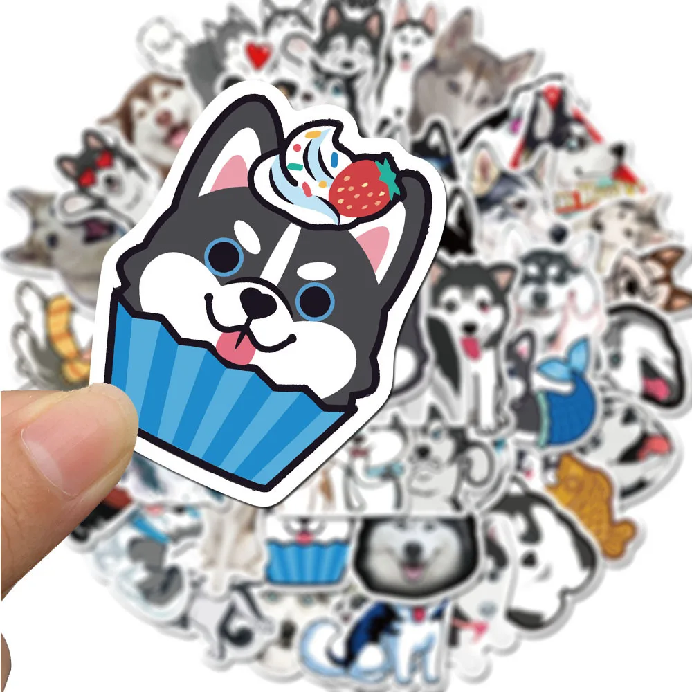 50 Pcs Cute Pet Husky Dog Stickers Luggage Notebook Computer Cup Laptop Waterproof Motorcycle Skateboard DIY Adesivi Stickers