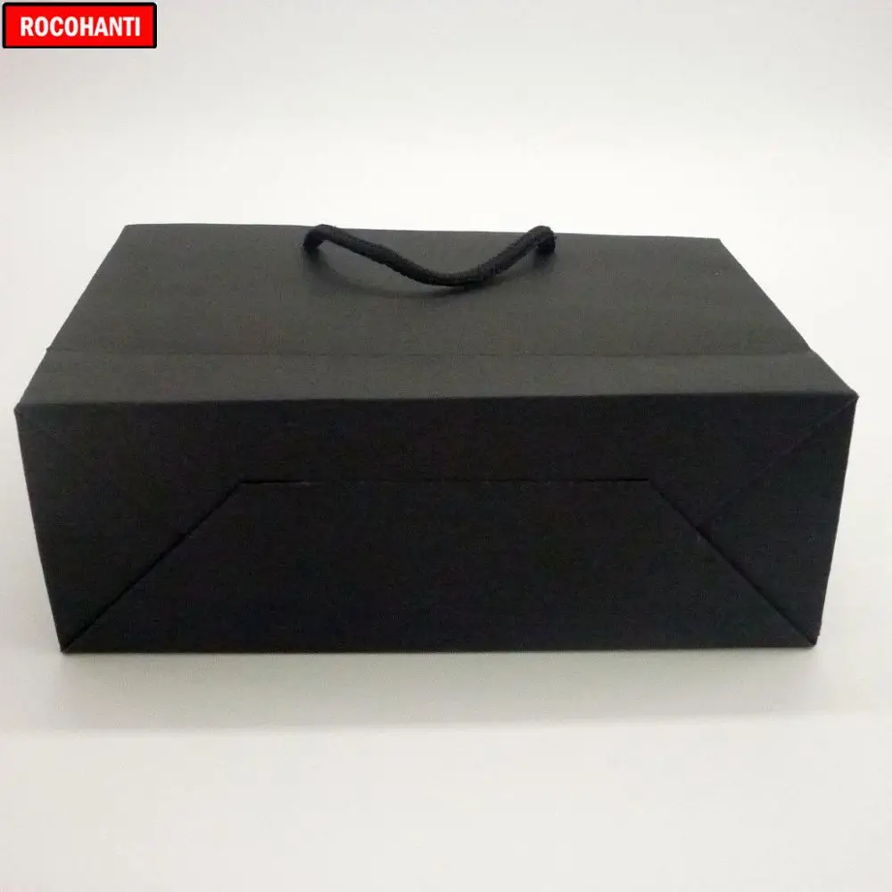 Imagem -06 - Bolsa de Papel de Papelão Preto com Corda Adequado para Compras Vestuário Presente Bolsas de Embalagem de Varejo Logotipo Personalizado Impresso 50 Pcs