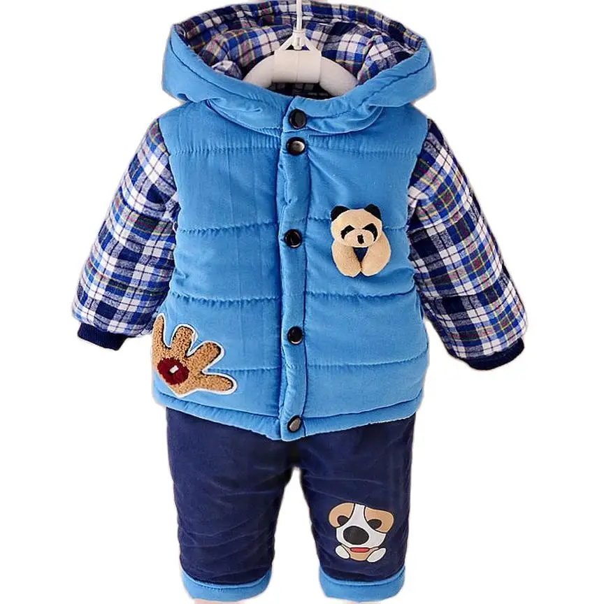 2023 new autumn/Winter baby boys lamb warm clothing set suit kid thickening clothes set children Korean 2 pieces