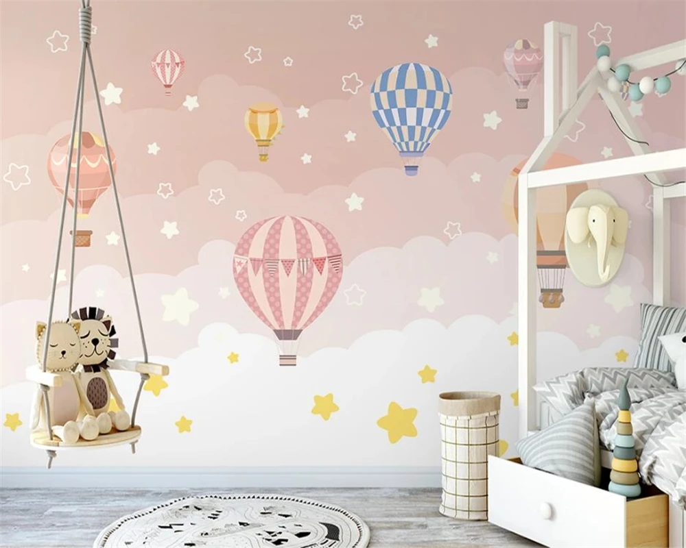

beibehang Customized modern minimalist fashion balloon Yunshan stars children's room background papel de parede wallpaper