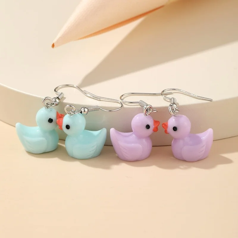 2024 cute Women earrings Jeweler gothic accessories korean fashion Resin Cartoon Animal Little Duck Earrings pendientes mujer