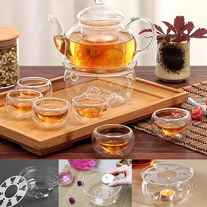 New Clear Glass Heat-Resisting Round Teapot Warmer Heater Base Candle Holder xobw