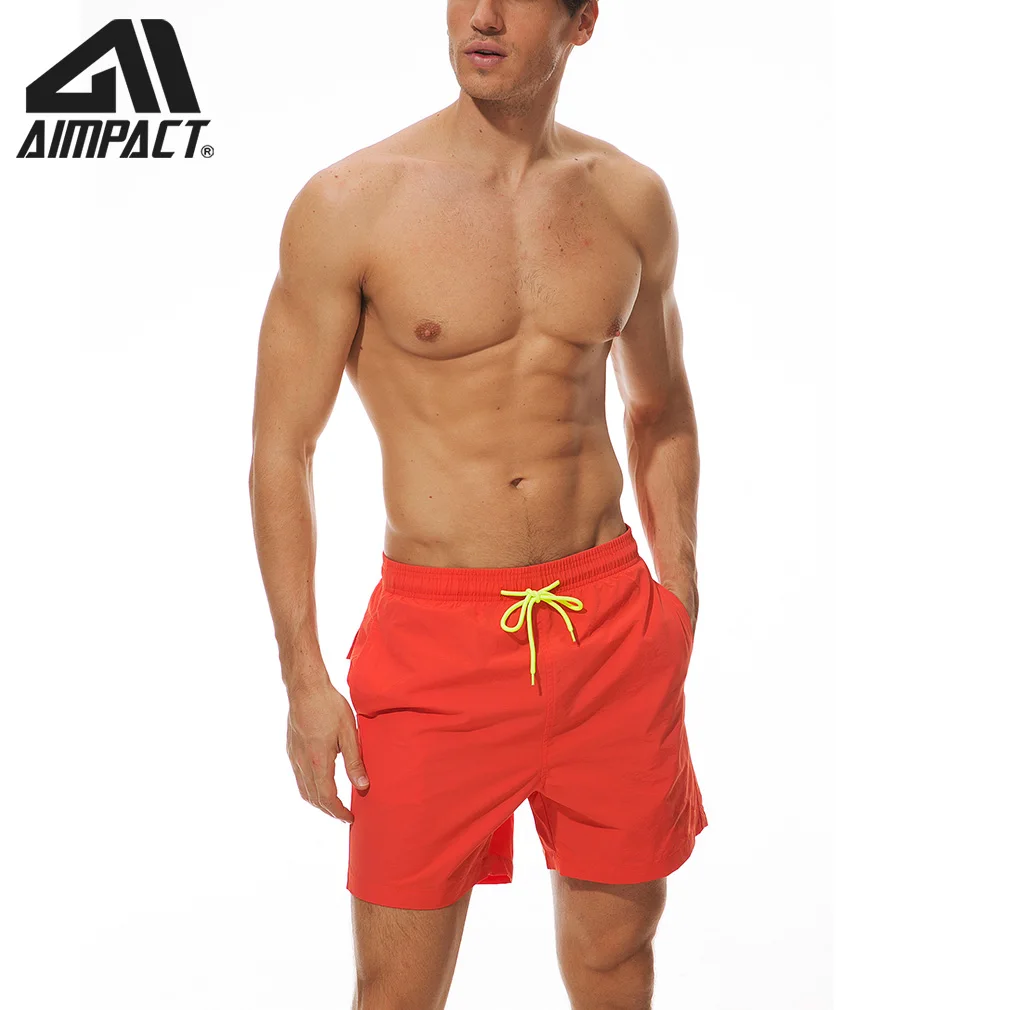 Bañador de playa con bolsillo para hombre, traje de baño de secado rápido, pantalones cortos de Color puro para Surf