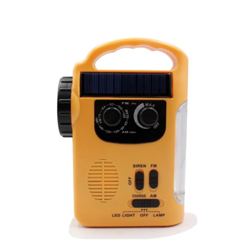 Outdoor Emergency Hand Crank Solar Dynamo AM/FM Radios Power Bank with LED Lamp