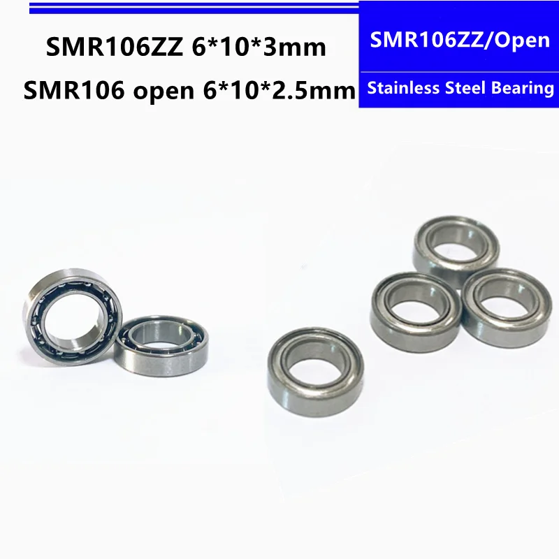 

50/100/500pcs SMR106ZZ 6*10*3mm L-1060ZZ stainless steel deep groove ball bearing 6x10x3mm SMR106 open smr106k 6*10*2.5mm