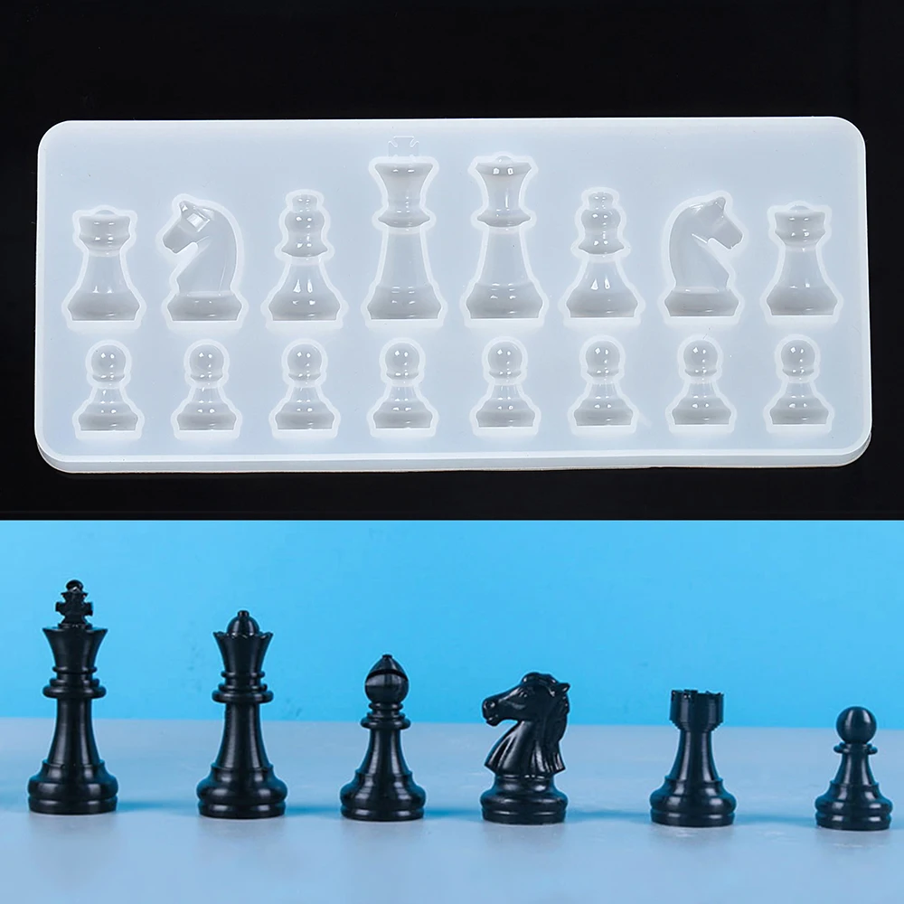 International Chess Resin Mold 3D UV Resin Chess Mold Silicone Epoxy Resin Mold Silicone Molds Craft for Jewelry Making DIY