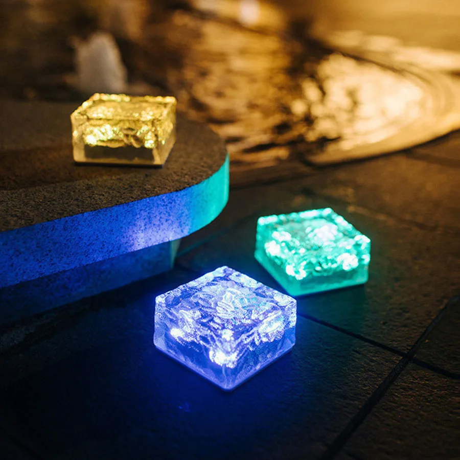 

Color Ice Cubes Solar Brick Lamp Outdoor Lighting Waterproof Solar Light Christmas Home Solar Garden Light For Backyard Driveway