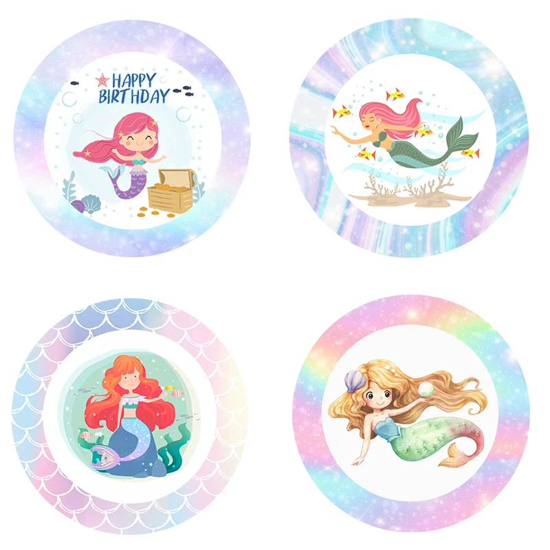 Mermaid Festival Birthday Home Sticker Party Gift Box Bag Self-adhesive Seal Labels Under The Sea Mermaid Party DIY Decorations