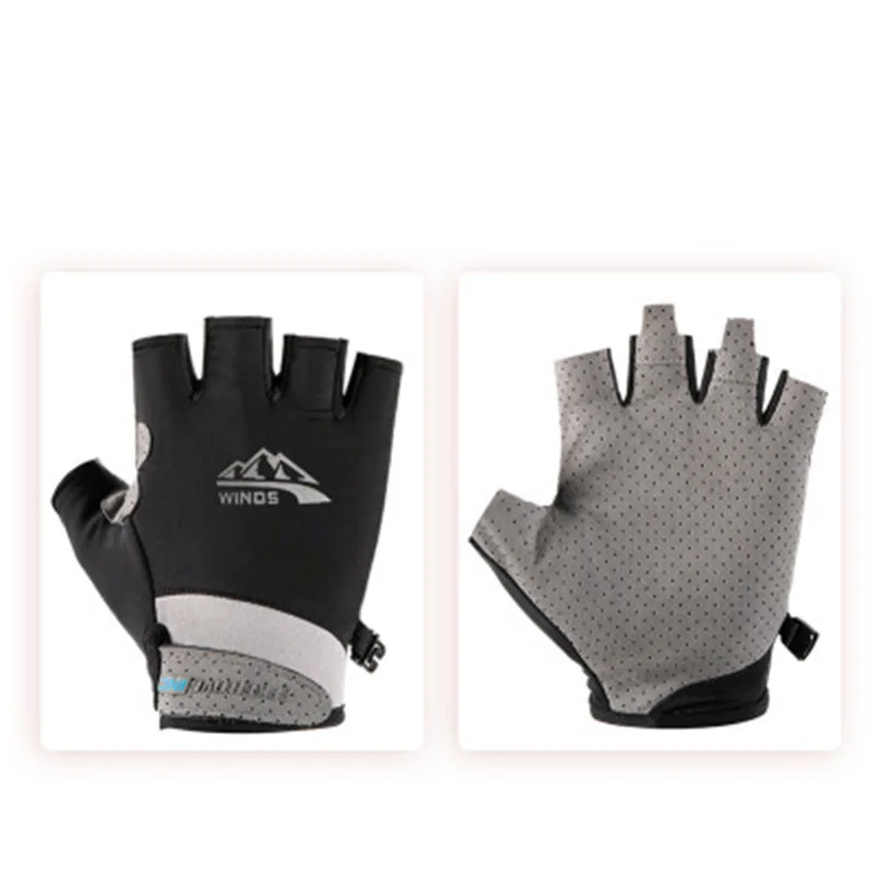 Men Women Sport Fitness Non-Slip Cycling Mitten Thin Letter Mountain Elasticity Half Finger Touch Screen Fishing Glove I99