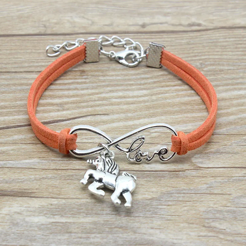 Minimalist Best Friends Friendship Gift Infinity Love Unicorn Horse Charm Suede Leather Bracelets for Women Girls Men Jewelry