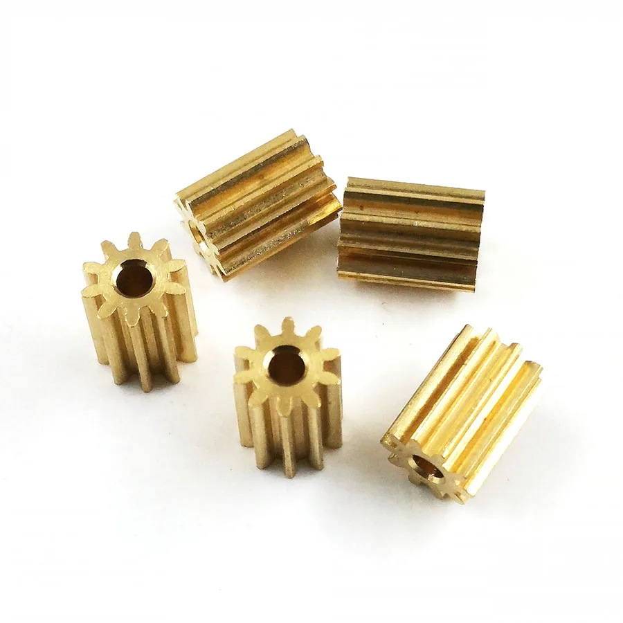 102A 0.5M Copper Pinion Teeth Width 8mm 10T Diameter 6mm Toy Drone Motor Gear for 2mm Shaft 5PCS/LOT