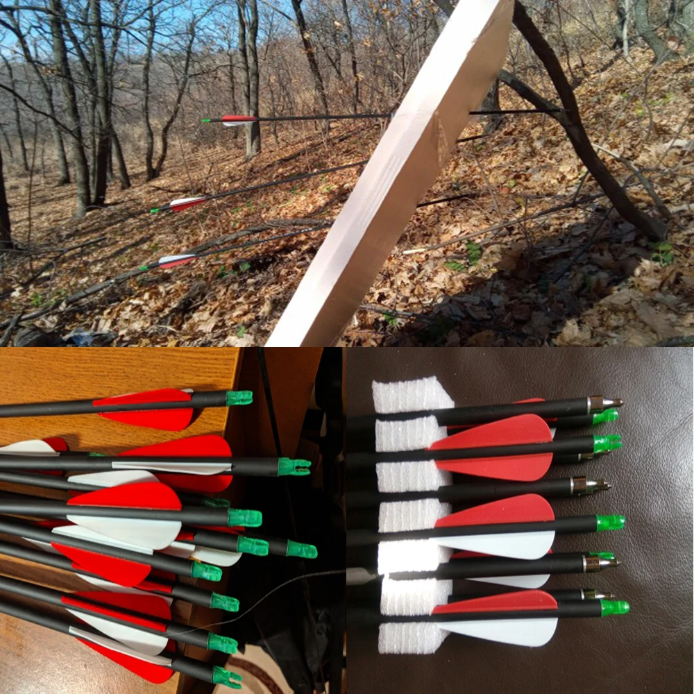 Mixed Carbon Arrow 28/30/32 Inches Spine 500 Diameter 7.8 mm for Compound/Recurve Bow Archery Shooting