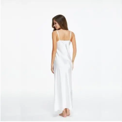 Camicie Da Notte di pizzo Con Scollo A V Sleepdress Bianco Caviglia-alta Indumenti Da Letto Delle Donne Della Cinghia di Spaghetti Camicia Da Notte