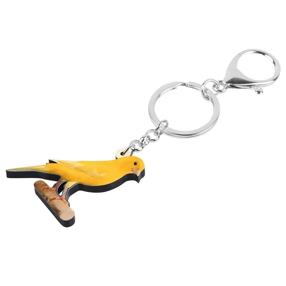 Bonsny Acrylic yellow Canary Key Chains Bird Key Rings Bag Car Purse Decorations Keychains  For Women Girls Teen Men Charms Gift