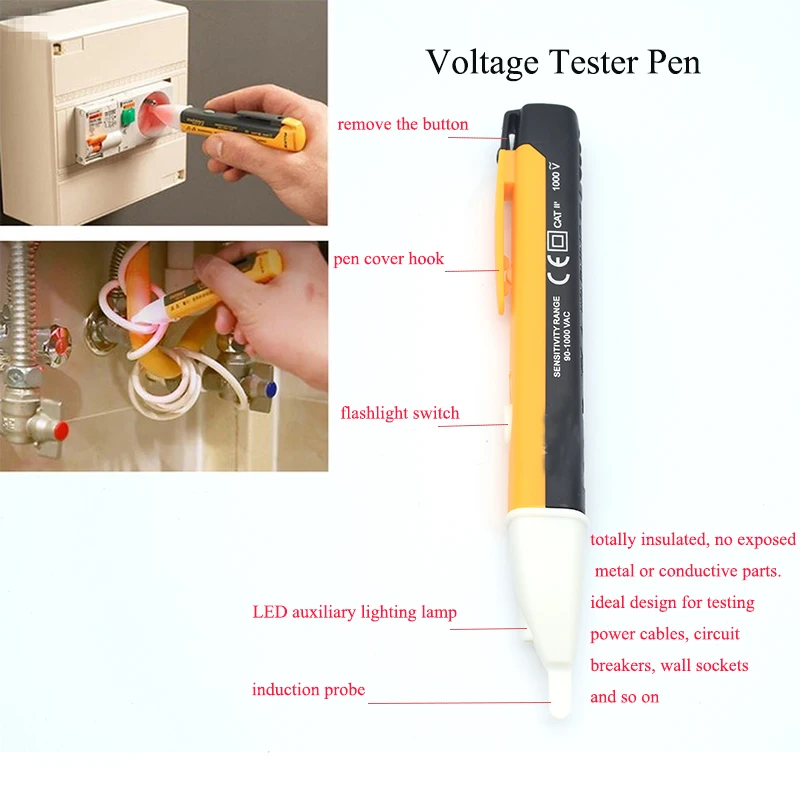 Intelligente Non-contact Pen Alarm Elektrische Indicator 90-1000V Ac Voltage Detector Tester Pen Sensor Tester Led licht