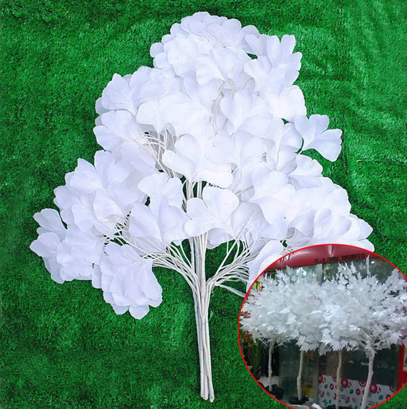 

New Arrival Artificial Maple Leaf Plant Flower 5 Branches/pcs white gold yellow color for Home Garden Landscape Decoration