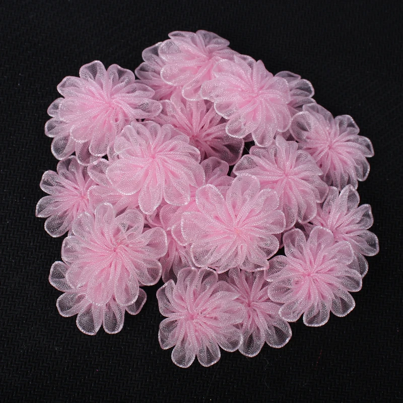 Lucia crafts 24pcs 22mm Organza Bowknot Girls Flower Rosette Bow Headwear Material DIY Garment Sewing Accessories B0905