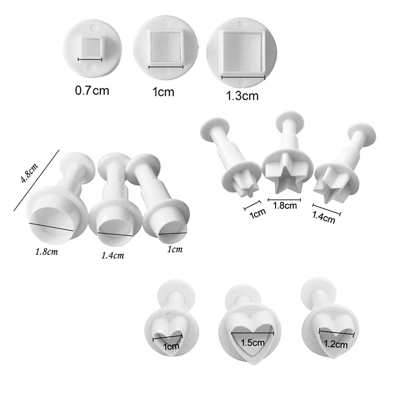 Cortador de pastel cuadrado de flores redondas, molde de galletas, Fondant, herramientas de decoración de pasteles, estrella, corazón amoroso,