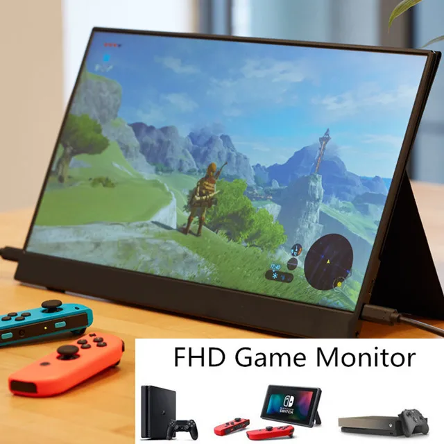 Full HD 17.3 Inch 1080P Portable Monitor Ultra Slim USB Monitor Build-in Speakers for Laptop Switch Xbox