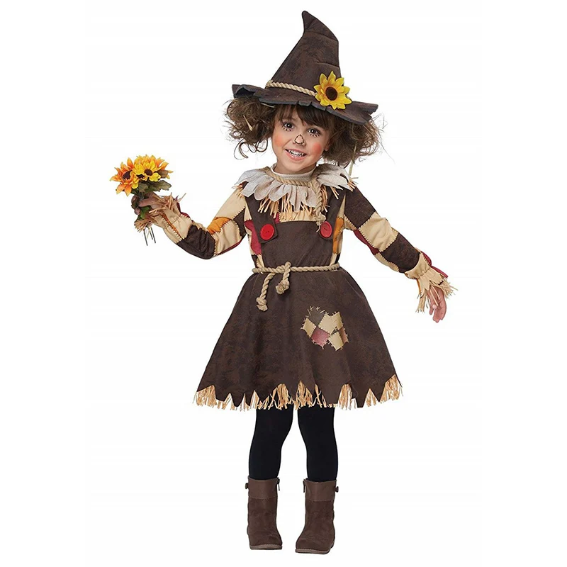 Girl Boy Scarecrow Tin Man Costume Magic Castle Wizard Witch Fairy Tale Book Week Cosplay Fancy Party Dress Carnival Halloween