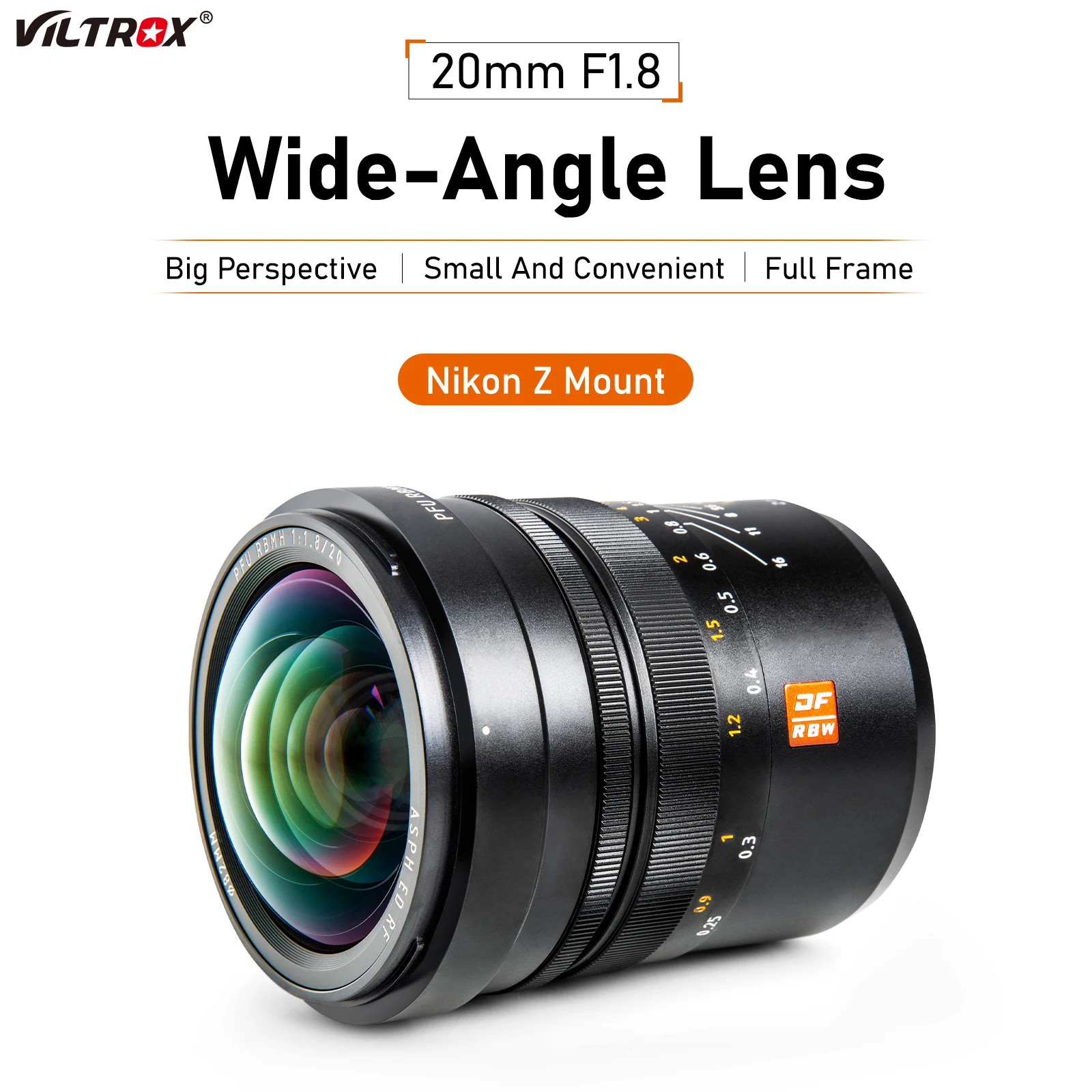 Viltrox 20mm F1.8 Lente Ultra Wide Angle Lens Fisheye Full Frame Fixed Prime Lens for Nikon Z Mount Sony E Mount Camera Lens