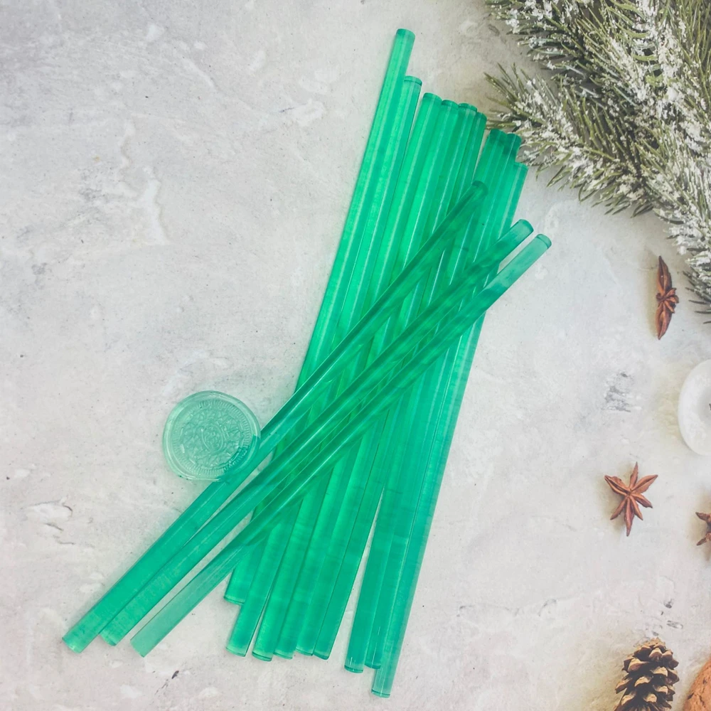 

10Pcs 7x200mm Transparent Green Hot melt glue stick Mermaid Tears Adhesive Strip, Need to be used with glue gun