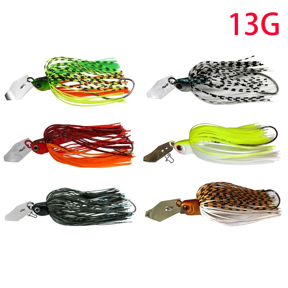 Mycena 6 or 12 pcs chatter bait combo lure set lead jig spinner bait fly fishing football head weedless bait for bass