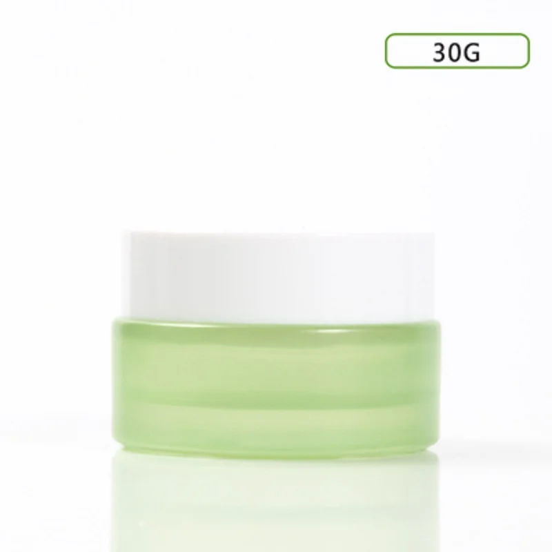 

30G blue/green/frosted/white glass jar white lid essence/eye gel day night cream/moisturizer hyaluronic acid cosmetic packing