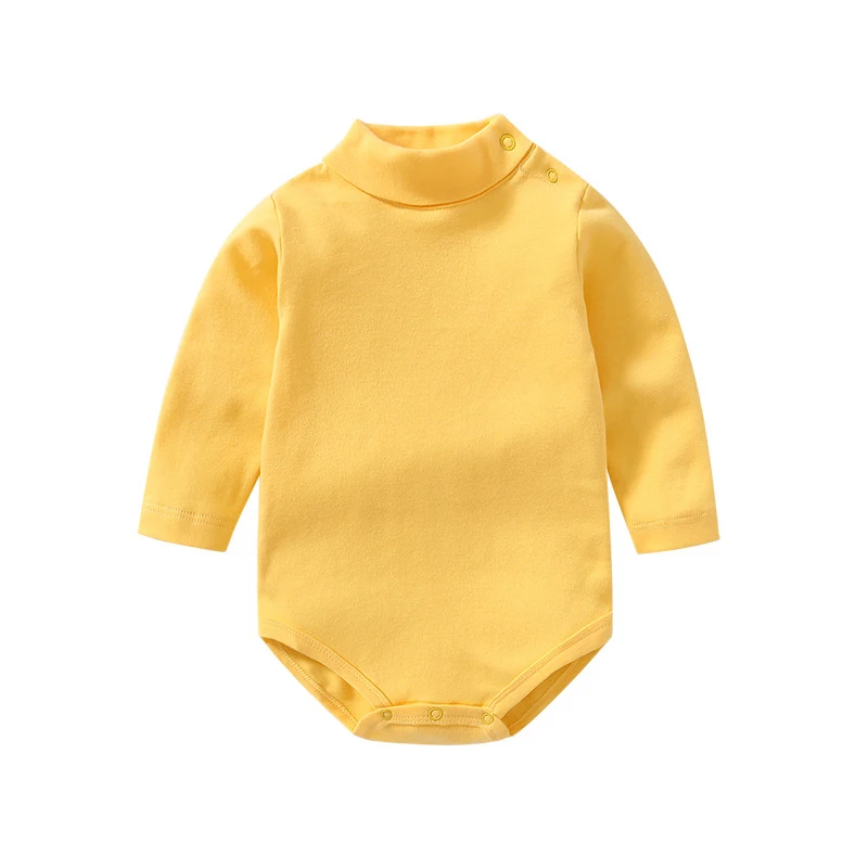 0-3 Yrs Baby Infant Clothing Turtle Neck Cotton Rompers Solid Color Newborn Boys Girls Autumn Winter Long Sleeve Jumpsuit Tops