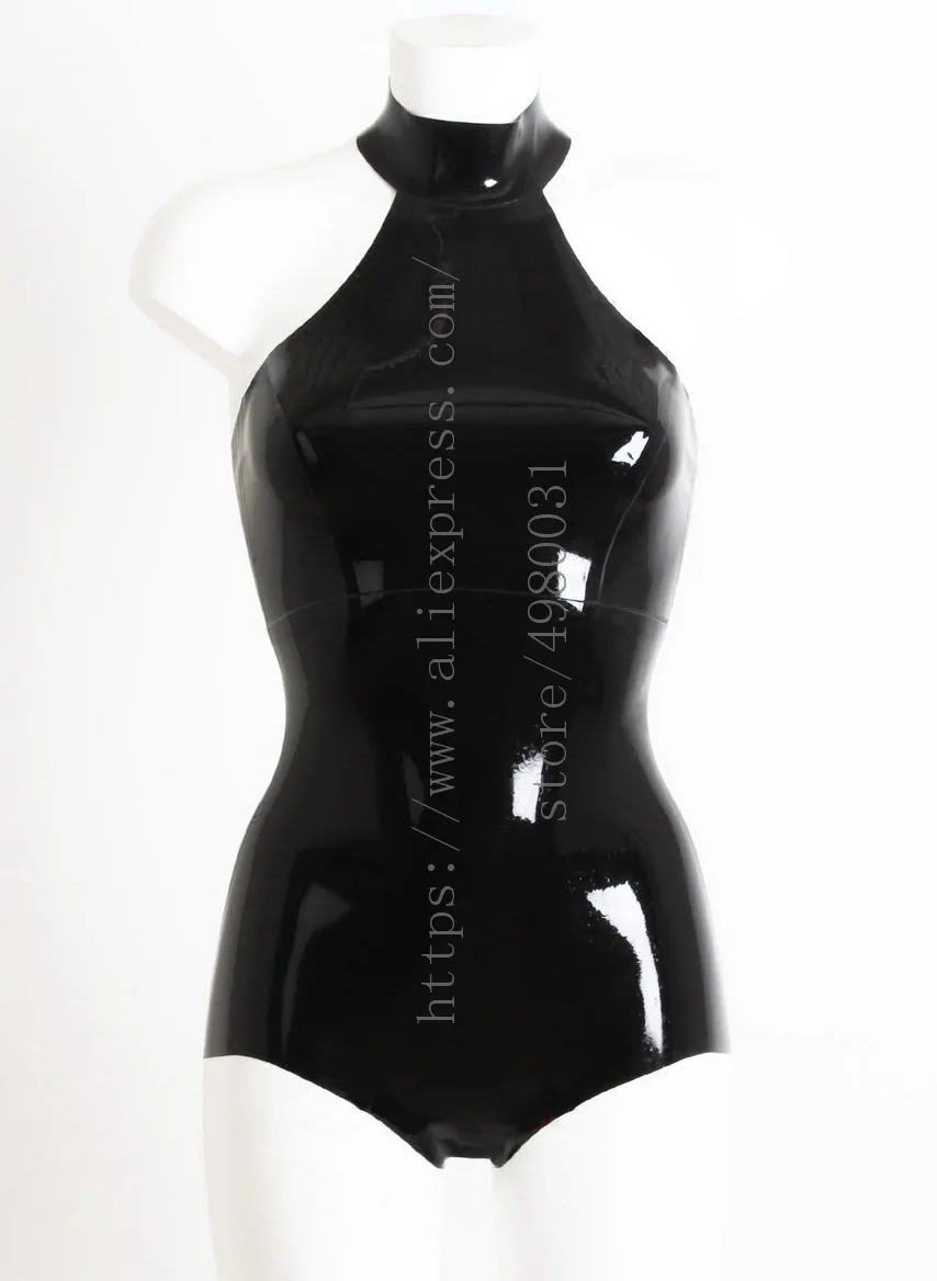 Made of 0.4mm thickness natural & flexible bondage bodysuit women's black latex swim suits