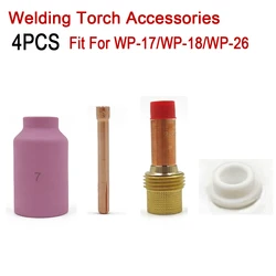 4Pcs TIG Welding Torch Nozzles TIG Collet Body MEDIUM Gas Lens 1.0mm/1.6mm/2.4mm/3.2mm For TIG PTA DB SR WP17 WP18 WP26