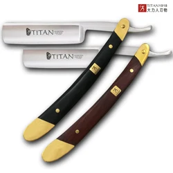 Ferramentas De Barbear De Aço Inoxidável Para Homens, Titan Wood Handle, Hair Razor, Straight