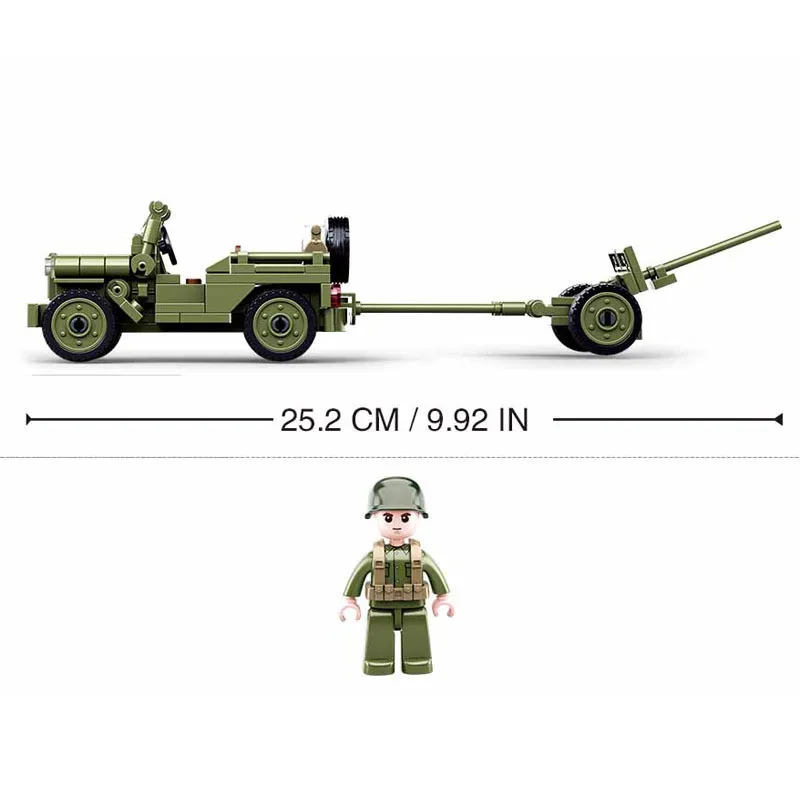 Juego de bloques de construcción modelo militar de la Segunda Guerra Mundial para niño, juguete de construcción con ladrillos, Jeep, militar, Normandía, 143 piezas