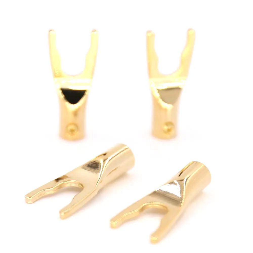Adaptador de conector de horquilla de tornillo de Audio SY1531, Audio, cobre puro, chapado en oro Y Spade, enchufes de altavoz