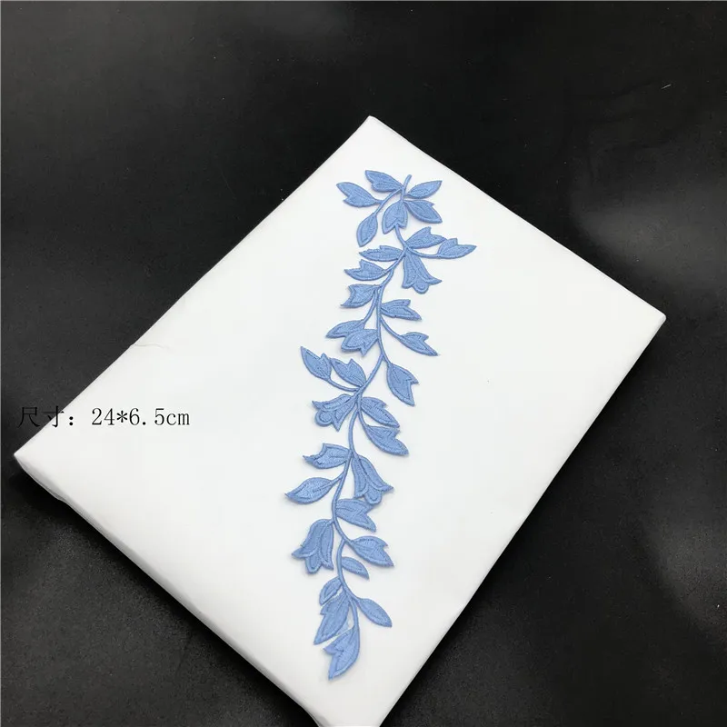 24cm*6.5cm 7Colors Hot Sale Leaf  Applique Clothing Embroidery Patch Fabric Sticker Iron On Patch Craft Sewing Repair