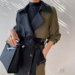 European American Top Quality Autumn spring Trench Coat women   Long Coat Simple Chic Classic Female Windbreaker FY112