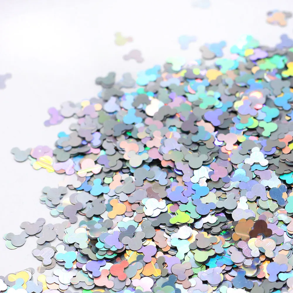 Hotsale 4mm Mouse Head Holographic Laser Slices Paillettes Glitters Sequins For Nail Body Tattoo Art Make Up