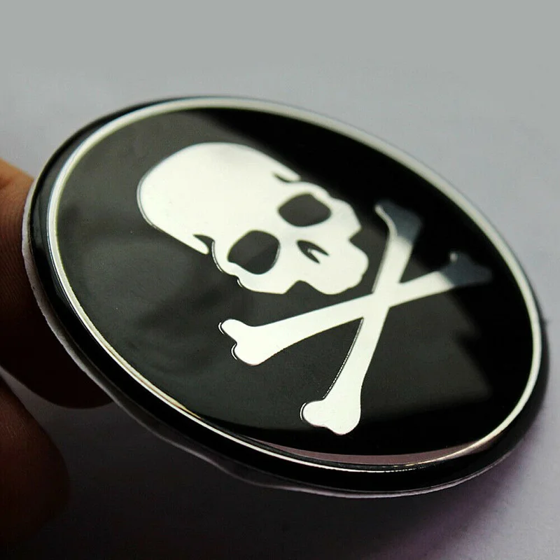 

4 x Black Car Wheel Hub Center Cover Caps Cross Bone Skull Logo Decal Sticker 56mm For Vehicle SUV Pickup