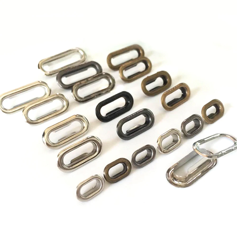 10pcs/Set Dia 8mm-30mm Oval Shaped Brass Eyelets with Washer Leather Craft Grommet Clothing Bags Repair Eye Rings