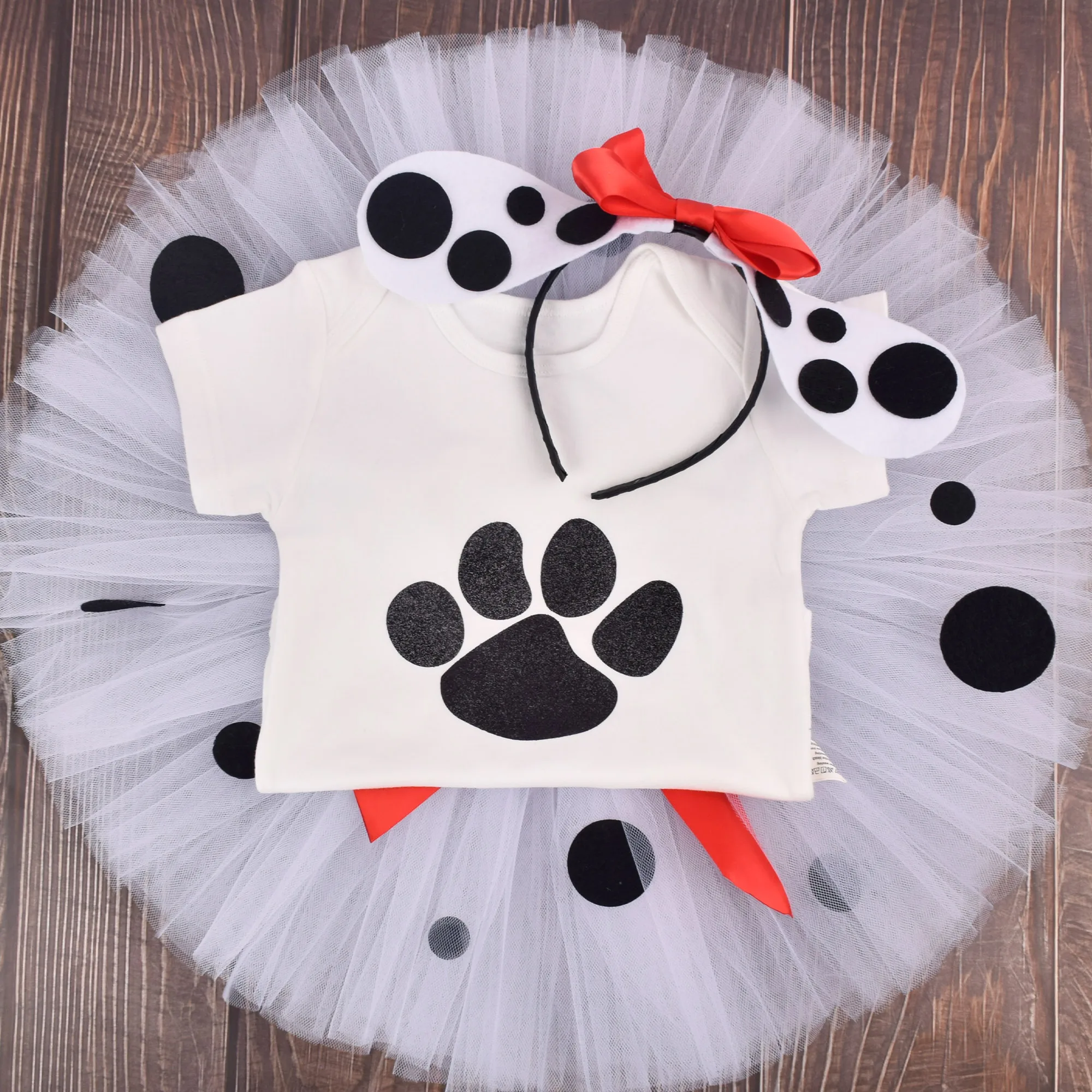 Baby Girls One Year Birthday Outfit Dalmatian Tutu outfits Infant Party Costume Baby Photo Props Clothes Set Cotton Bodysuit