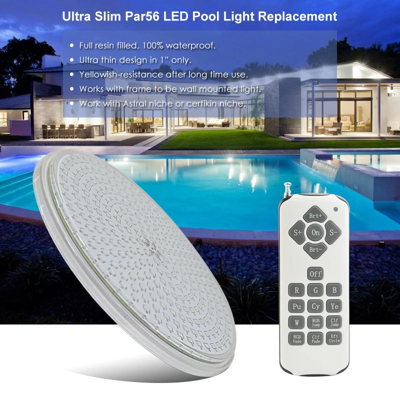 Imagem -04 - Hotook-lâmpadas para Piscina Par56 Rgb Led em Resina para Fixação em Parede 12v Ip68 18w 42w Lagoa