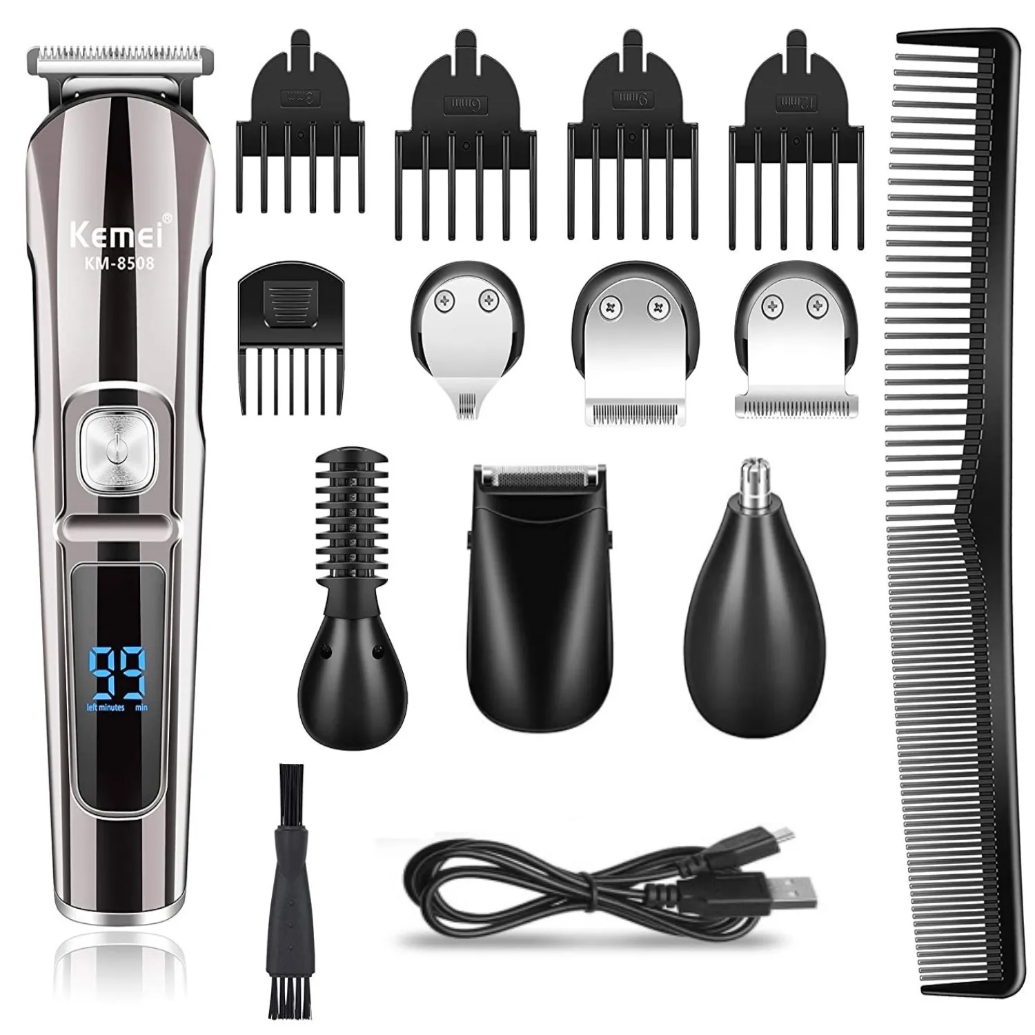 

KM-8508 Professional Hair Trimmer Waterproof 6 in 1 Hair Clipper Electric Hair Cutting Machine Beard trimer Body Men Haircut