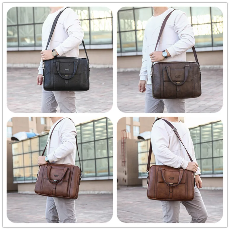 JEEP BULUO High Quality Laptop Business Bag Men Briefcases For Man Handbags Split Leather Office Large Capacity Bags Business