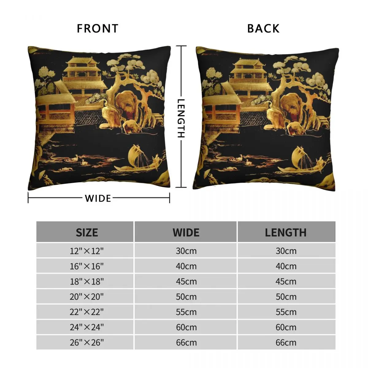 BLACK GOLD PAGODA GARDENS House Of Harlequin Pillowcase Polyester Linen Velvet Zip Decor Home Cushion Cover