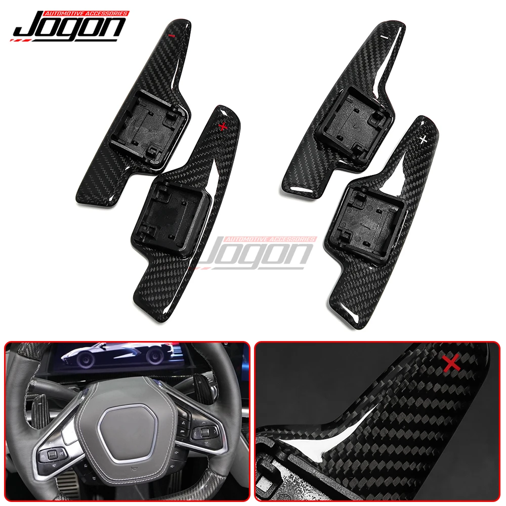 Jogon Carbon Shift Paddle Extension Shifters For Chevrolet Corvette C8 Stingray 2020 2021 2022 Steering Wheel Paddle Shifter