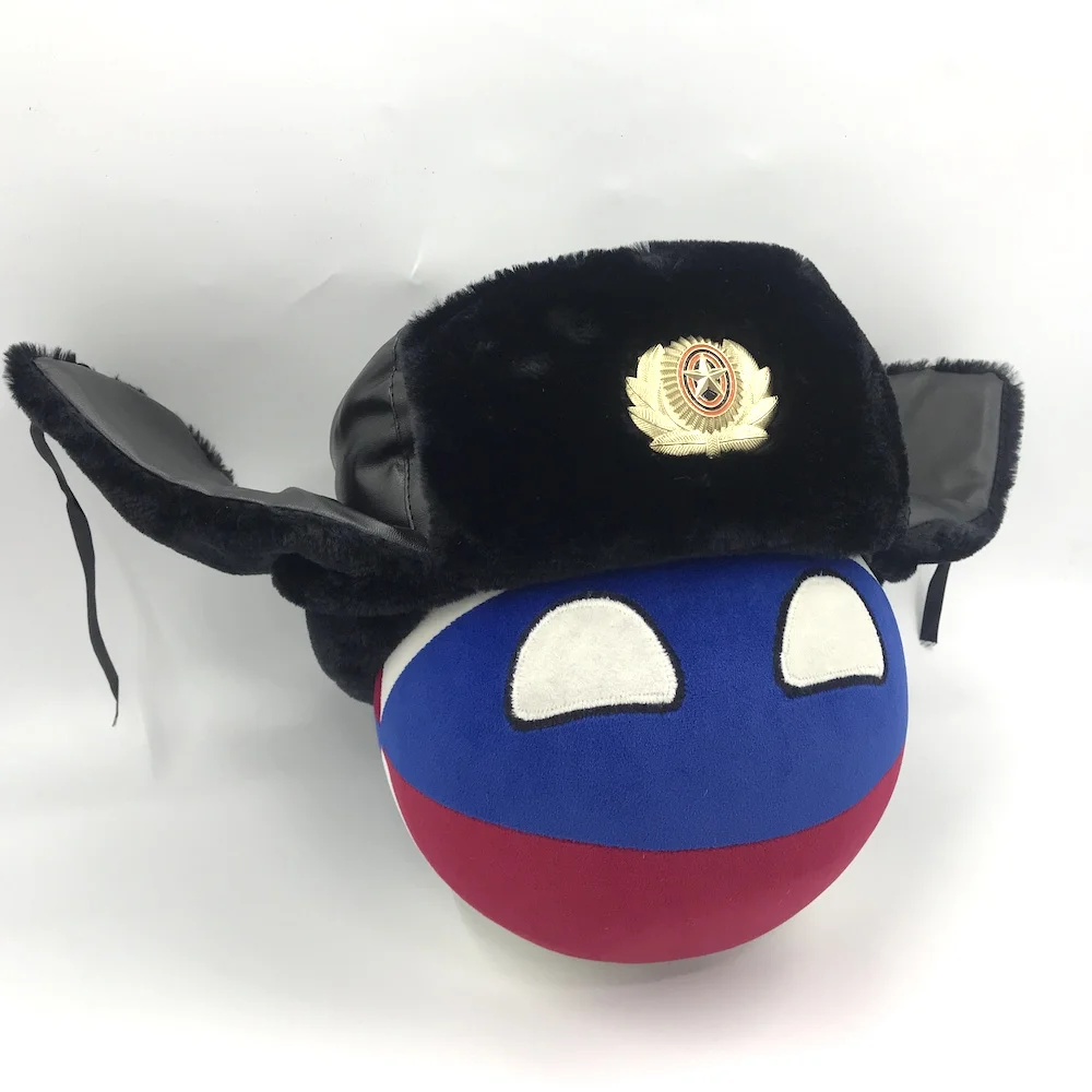 Russiaball in Ushanka Hat/ Altyn Helmet Authentic Handmade Polandball Countryball Plush Toy