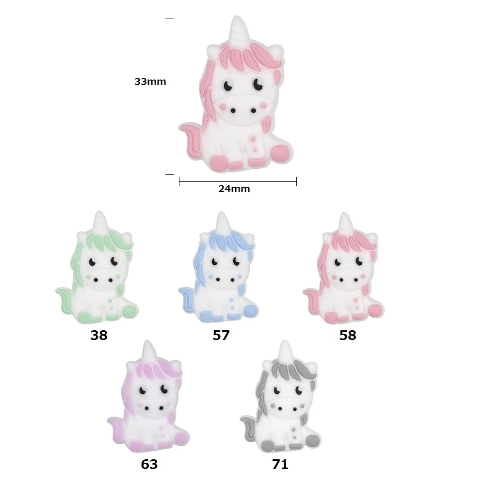 BOBO.BOX 50pcs/lot Silicone Beads Mini Unicorn Koala Raccoon Fox Penguin Swan Baby Teething Food Grade Loose Teether Beads Baby