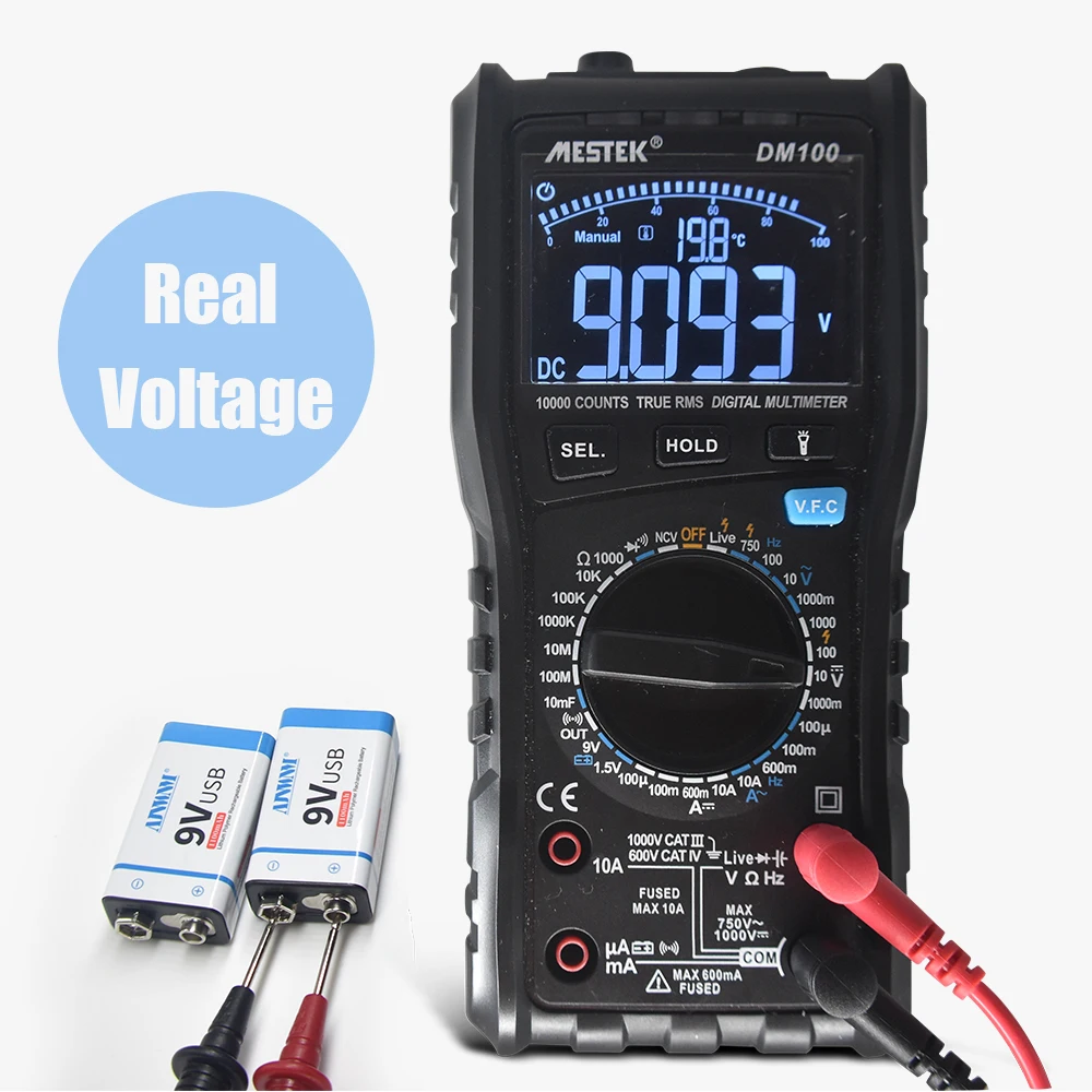Batteria ricaricabile USB AJNWNM 9V 1100mAh 6F22 tipo-c 9V batterie al litio per microfono multimetro giocattolo telecomando KTV
