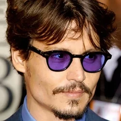 Fashion Vintage Johnny Depp Style Round Sunglasses Clear Tinted Lens Brand Design Party Show Sun Glasses Oculos De Sol